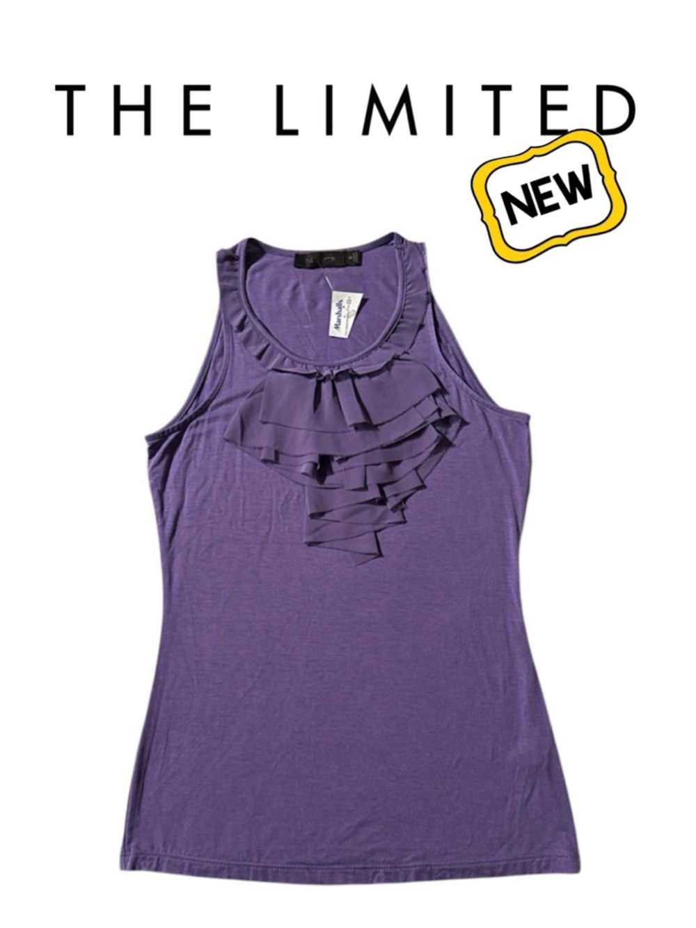 New THE LIMITED Purple Ruffle Sleeveless Tank Top Blouse Suit Shell Women’s XS - Picture 1 of 11